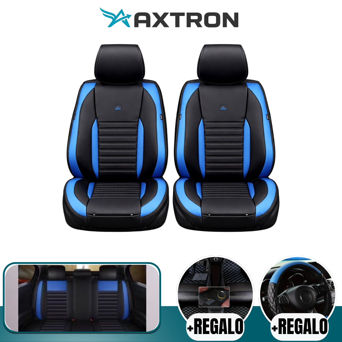 Funda para Auto Booster Universal en Cuero Legítimo con Airbag Incorporado + REGALO: Alfombra y Funda para Volante